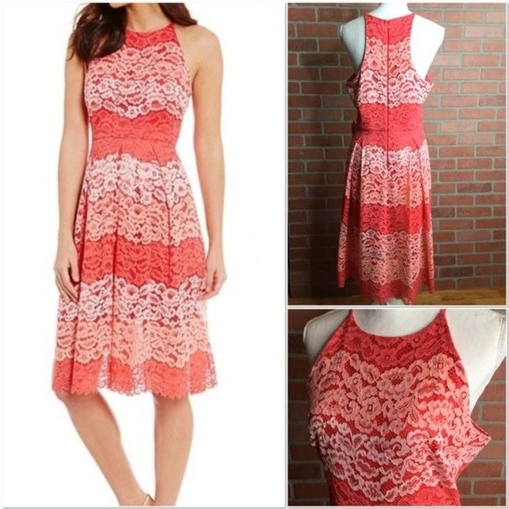Belle Badgley Mischka Peggy Womens Lace Dress Size 10 Halter Sleevless NWT